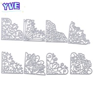 YVE 8Pcs Flowers Die Cuts, Lace Flowers Corner Die Cuts, Embossing Template Butterfly 2 Inches Silve