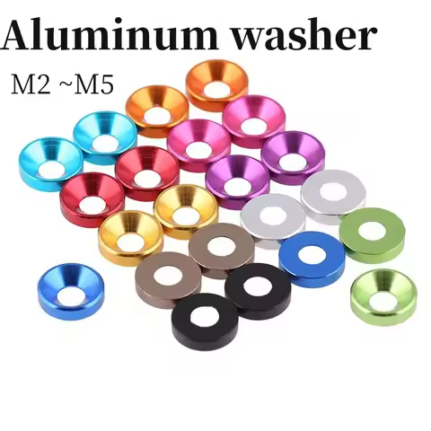 10Pcs M2 M2.5 M3 M4 M5 Aluminum Alloy Countersunk Head Washer Head Bolt Washers Gasket Anodized Flat