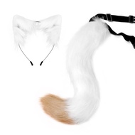 microgood Fox Tail Headdress Handmade Simulated Fox Tail Cat Ear Set Halloween Cosplay Costume Fluff