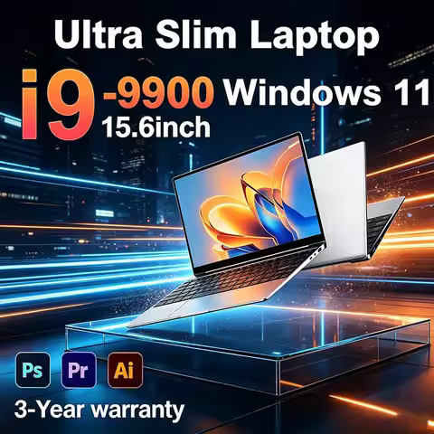 Ultra Slim Intel I9-9900 Laptop 32GB+2TB Speed Storage 15.6" FHD Display Windows 11 Pro Portable Des