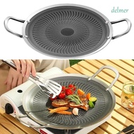 DELMER Barbecue Plate, Nonstick Thickened Bottom Frying Plate, Multifunctional Portable Stainless Steel Durable BBQ Grill Pan Outdoor