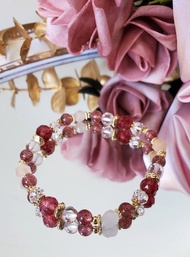 閃耀的車厘子-愛情/桃花/草莓晶/冰粉晶/白水晶/人緣/水晶手鍊