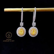 精緻新品！ 0.40ct Yellow Diamond Earrings 簡約modern設計黃鑽鑽石耳環！ 黃鑽主鑽total 40分，副鑽70份，18K金材質！ 上耳nice，只售7380HKD💛