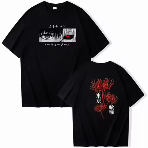 Anime Tokyo Ghoul Ken Kaneki Manga Printed Tshirt Women and Men Casual Loose Fashion Oversize O-Neck