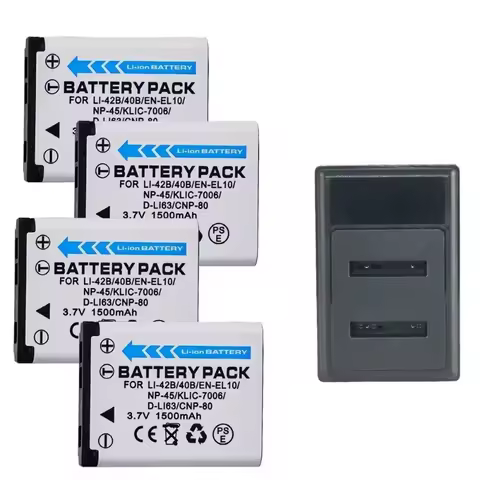 1500mAh EN-EL10 Li-42B Li-40B NP-45 NP-42 CNP-80 Camera Battery Dual Slot Charger for OLYMPUS for FU