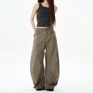 WLNEXT | กางเกงยีนส์สีน้ำตาลสบายๆ Am Street