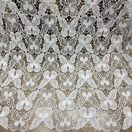 1 Yard （0.9X1.25m）Hollow Butterfly Lace Milk Silk Fabric for Tablecloths, Curtains, Skirts, Tailors,