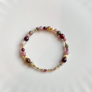 【瑪雅彩虹羽蛇神廟】紅石榴石 紅碧璽 棕碧璽 黃碧璽 水晶手鍊