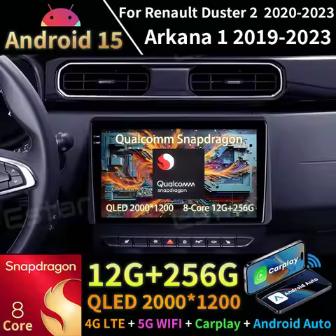 Android 15 Carplay For Renault Duster HM 2 II 2020-2023 Arkana 1 I 2019 - 2023 GPS Multimedia Player