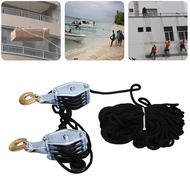 Zunate Rope Hoist Pulley System 4 Wheel 4400lbs Breaking Strength with 2200lbs Capacity 8:1 Lifting 
