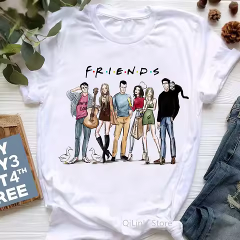 Fashion Friends Tshirt Women 90s 00s Graphic T Shirts Summer Top Female T-Shirt Tumblr Clothes Girls