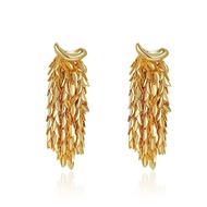Zhao Lusi Xu Me Dazzling Gold Silver Long Tassel Leaf Earrings Jewelry 2025
