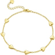 Women's Golden Anklet 14K Gold Ankle Bracelet Women's Anklet Small Heart-Shaped Pendant Ankle Bracel
