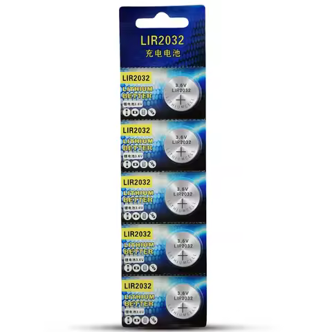 3.6v LIR2032 Conveniently Rechargeable Battery 2032 Lithium charging Can Replace 40mAH CR2032 for wa