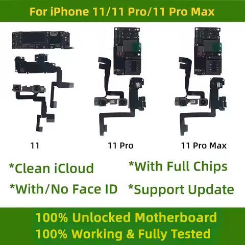 100% Unlocked For iphone 11 Clean iCloud Logic Board For iPhone 11 pro max Motherboard with/No face 