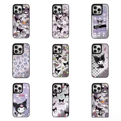 Kawaii Kuromi Mirror Phone Case Anime Suitable for Apple 12/13/14/15/16/17/por/pormax/plus Earthquak