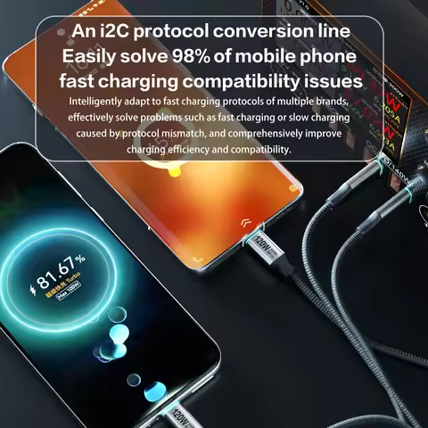 i2C Turbo PPS Protocol Conversion Line 65W 120W USB-C to USB-C Cable 1.2m/1.8m for iPhone 15 16 Andr