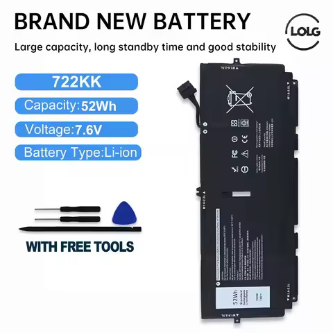 LOLG 722KK 7.6V 52Wh Factory Price Laptop Battery For Dell Xps 13 9300 9310 9380 (2020) P117g P117g0