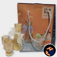 Glass Vase and 2 Goblet Gift Set