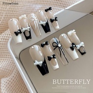 Fitow 10pcs Cute Blue Ribbon Bow Pearl Nail Art DIY Nails Charms FE