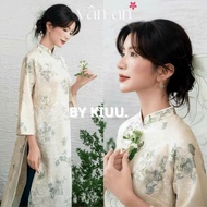 TU DIEP 4-Sleeve Ao Dai with High Quality Silk Embroidered with Elegant Floral Patterns to Wear to C