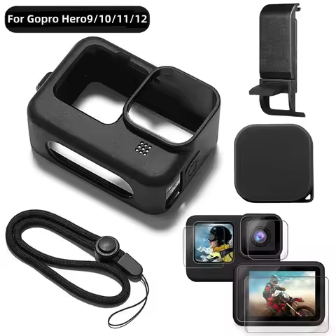 Full Protective Kit for GoPro Hero 9/10/11/12/13 Black - Silicone Cover + Tempered Film + Lens Cap