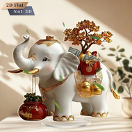 Golden Elephant Statue - Cartoon style symbol of auspiciousness and wealth elephant decoration offic