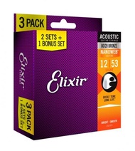 [ของแท้] สายกีตาร์โปร่ง ELIXIR AC.80/20 NANO .012-3SET PACK #16539 (12-53)