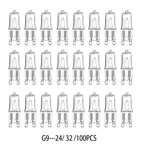 24/32/100PCSG9 220V 60W 25W 40W pin halogen bulb G9 high-voltage plug-in crystal bulb small bulb hal