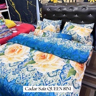 Cadar Set QUEEN 7 IN 1 AM / with COMFORTER (SELIMUT) Bed Sheet New Design Cadar Fitted Bersama Comf