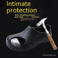Ready Stock Anti-Smashing Steel Toe Canteen Chef Work Shoes Hotel Kitchen Workshop Waterproof Anti-S