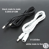 TS 22awg 3A DC Male To male female Power supply Adapter white black cable Plug 5.5x2.1mm Connector w