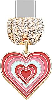 ELISE & FONDA TP877 Type-C Charging Port Crystal Anti Dust Plug Little Love Heart Cell Phone Charm f