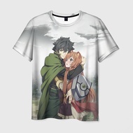 Anime printed T-shirt for men's summer short sleeved top Raphtaria Naofumi Iwatani pattern