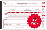 25 Pack Buck Driver Daily Log Book with 7 & 8 Day Recap - 2-Ply Carbonless, 5.5" x 8.5", 35 Sets of 