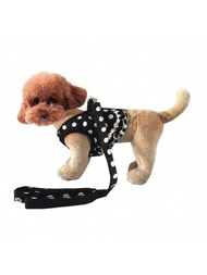 1件/套水點寵物背心胸衣配繩套裝,適用於小狗和貓