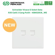 Schneider Vivace E RJ6 Cat6 2 Gang White Data Socket - KBN32RJ6_WE