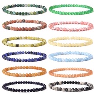 4MM Beads Stretch Bracelet Wholesale Natural Stone Bracelets For Women Men Agate Lava Tiny Bangle Handmade Reiki Simple Jewelry