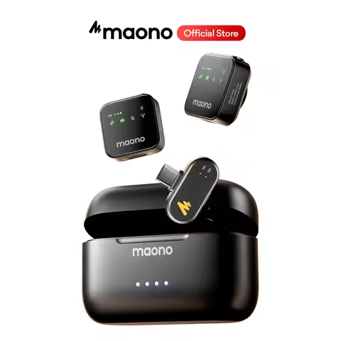 MAONO T1 Plus Dual-Capsule Wireless Lavalier Microphone Lapel Microphone for iPhone iPad Mini Mic fo
