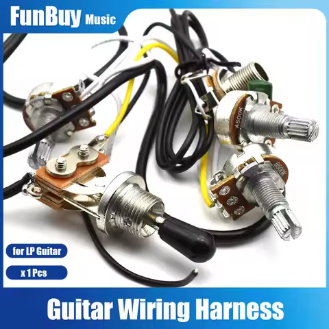 Electric Guitar Pickup Wiring Harness Kit 2V1T 500K Pots Potentiometer 3 Way Switch With output Jack
