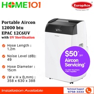 (PRE-ORDER) EuropAce Portable Aircon 12000 btu EPAC 12C6UV | EPAC-12C6UV | EPAC12C6UV