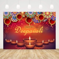 Happy Deepavali Photography Backdrop 7x5ft India Diwali Candle Burning Lights Laxmi Puja Background Deepavali Decor Mother Laxmi Happy for Festival of Lights Party Decor Supplies