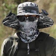 [Sun Hat Outdoor with Fan] Summer Solar Rechargeable Fan Hat Sun Hat Men's Bucket Hat Adult Outdoor 