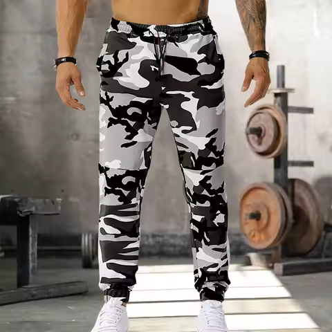 Casual Mid-waist Men's Trousers Lace-up Pants Slim Sports Men's pants Cute