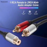 YST  1 Female To 2 Male RCA Y Splitter Adapter Cord Gold Plated Plug For Speaker Amplifier Sound System 0.25m Audio Cable YST
