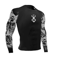 Men's Compression TShirt Fitness 3D Print Muscle Shirt Long Sleeve Rash Guard Athletic SportsShort T