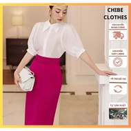 Elegant pleated waistband pencil skirt_ CV40