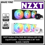 NZXT Kraken Elite RGB 360 360mm AIO CPU Liquid Cooler - Customizable 2.36” inch  BLACK / WHITE