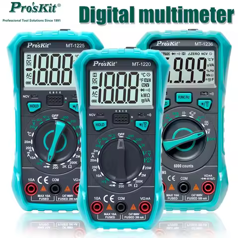 Pro'skit Multmeter Auto Range 3-1/2 Digital Capacitance Resistance Frequency True RMS NCV Flashlight