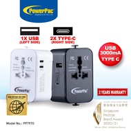 PowerPac Multi Adapter | Travel Adapter With 1x USB + 2xType-C Charger | US UK EU AU Adapter (PP7970